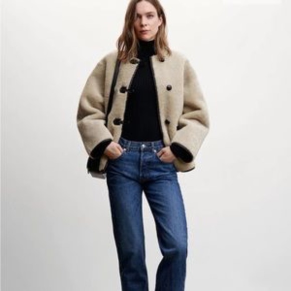 NWT MANGO XS S Appliques Faux Fur Shearling Coat Jacket Toteme - Picture 3 of 13